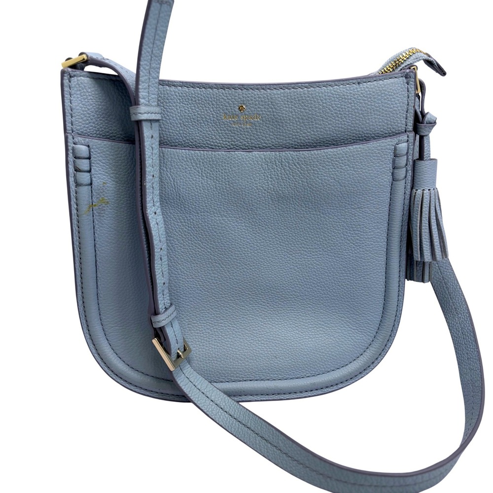 Kate Spade New York Light Blue Pebbled Leather‎ Tassel Crossbody Bag PXRU7080